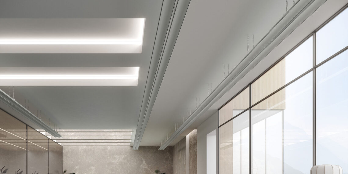Design e tecnica uniti con semplicità con i profili radianti a soffitto cross®